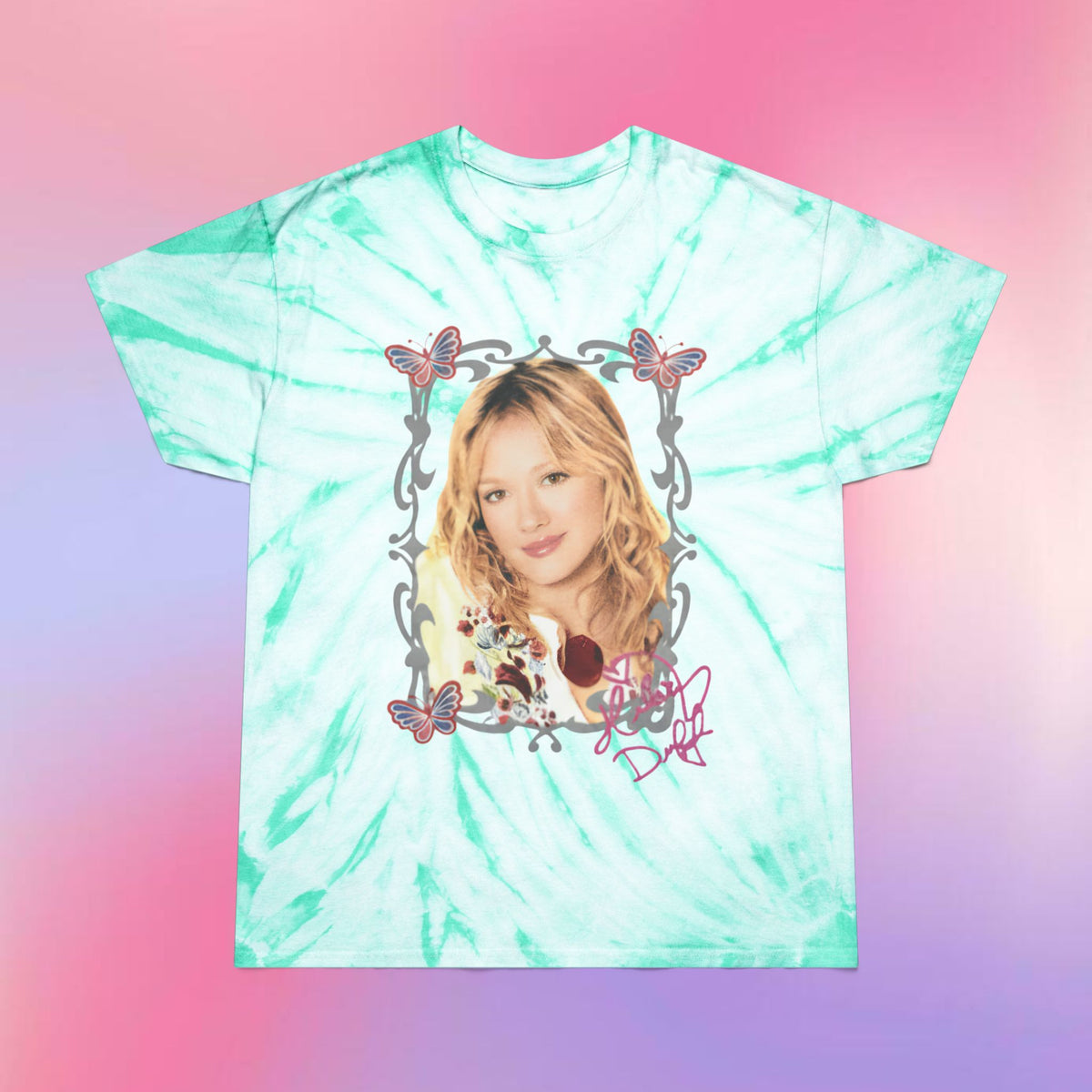 Hilary Duff Inspired Y2K Tie Dye Graphic Tee, Adult Unisex