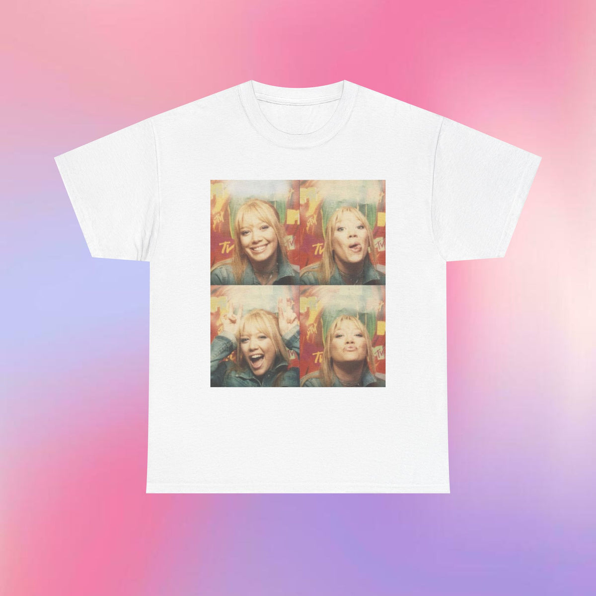 Hilary Duff Y2K Shirt | 2000s Photo Booth Tee | Retro MTV Graphic Top | 90s Baby Aesthetic T-Shirt | Vintage Pop Star Style | TRL Era Tee