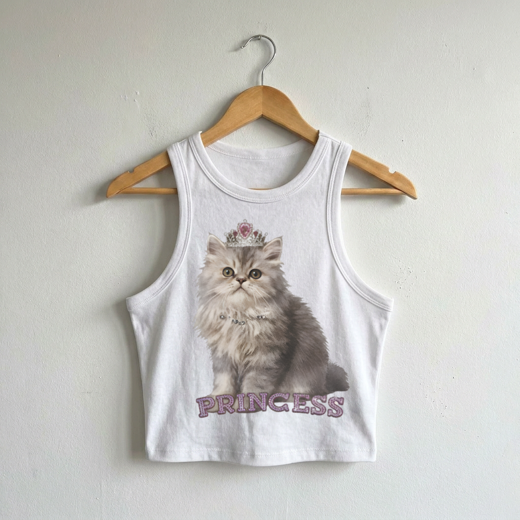 Hilary Duff Lizzie Mcguire Inspired Y2K Princess Cat Ribbed Tank