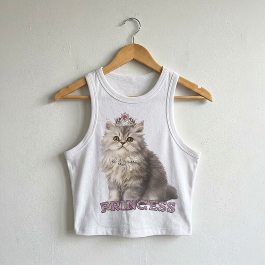 Hilary Duff Lizzie Mcguire Inspired Y2K Princess Cat Ribbed Tank