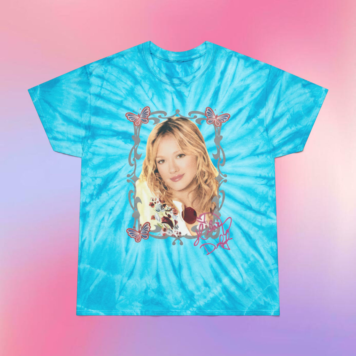 Hilary Duff Inspired Y2K Tie Dye Graphic Tee, Adult Unisex