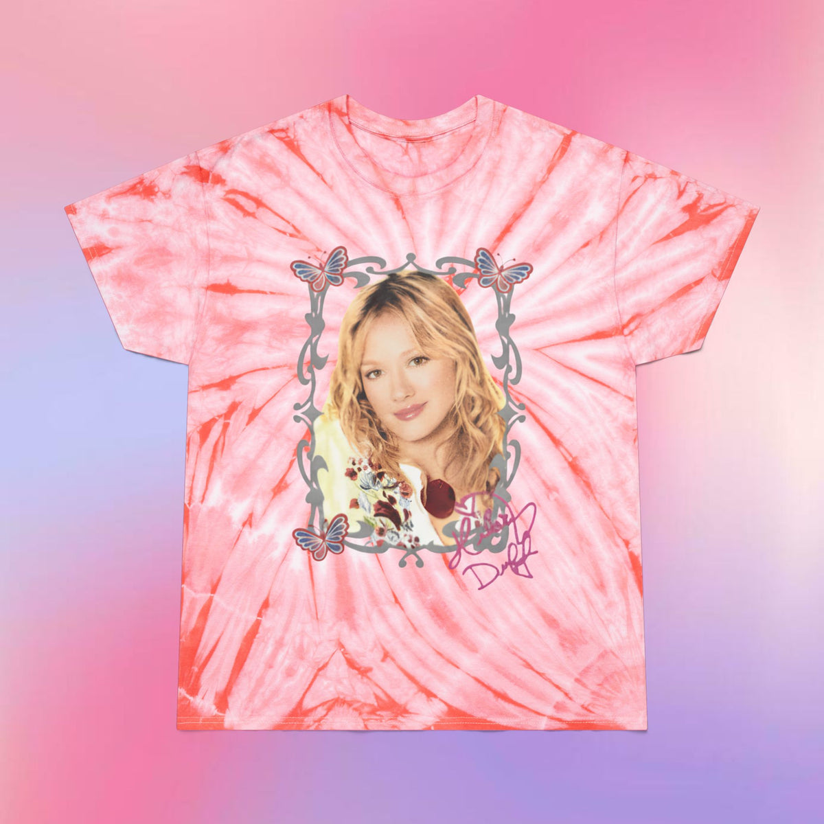 Hilary Duff Inspired Y2K Tie Dye Graphic Tee, Adult Unisex