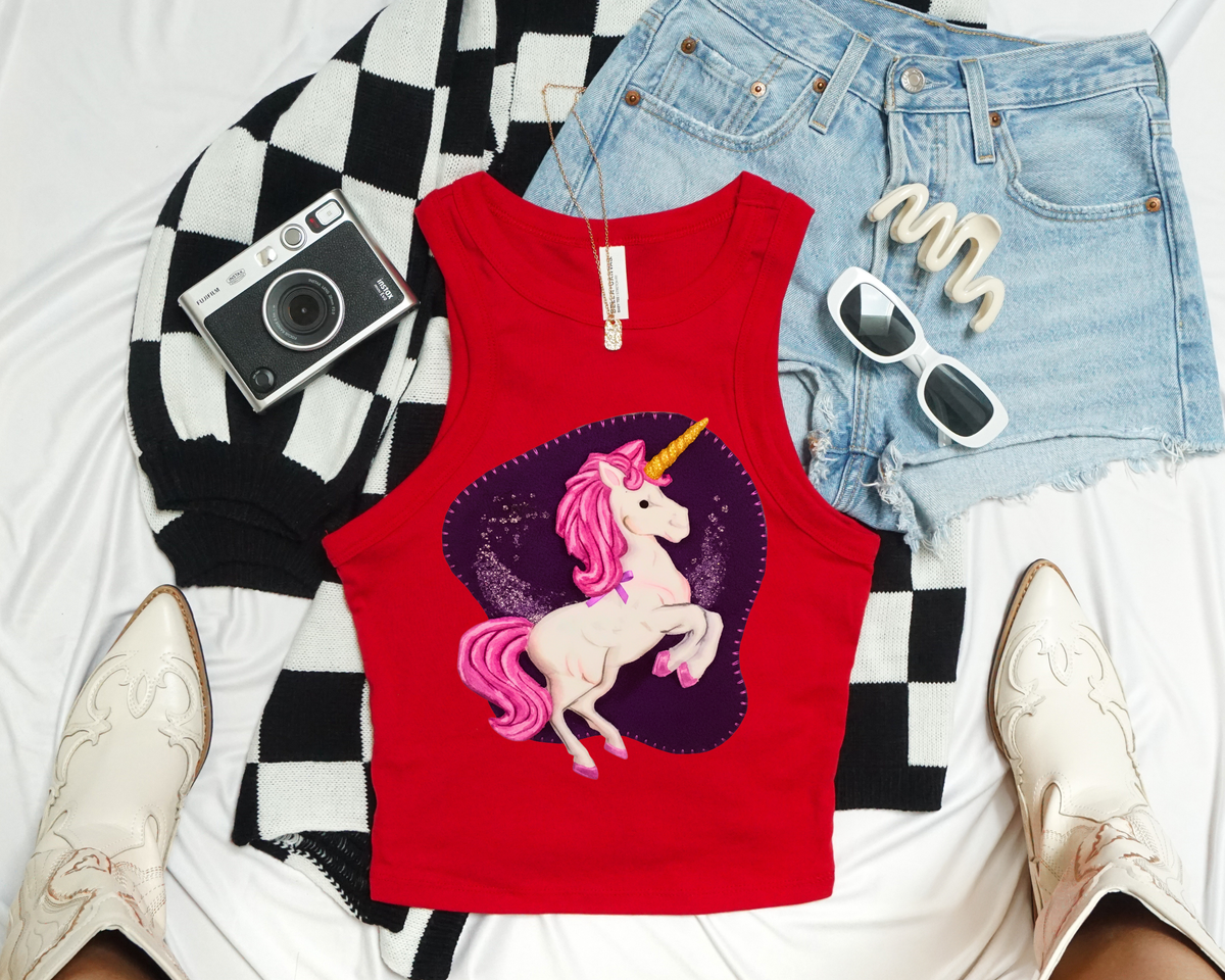 Hilary Duff Inspired Y2K Lizzie Picture Day Unicorn Racerback Tank Top, Adult Unisex