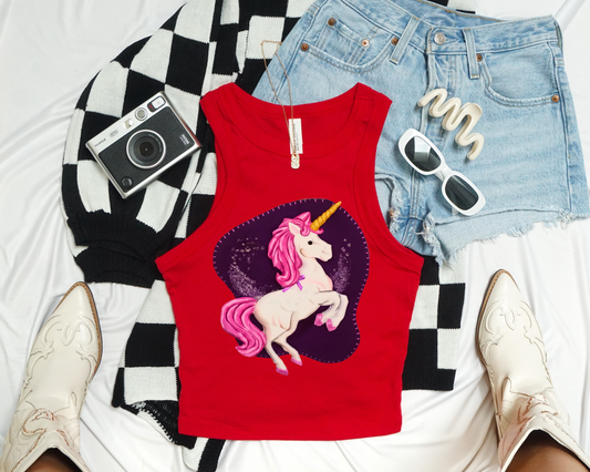 Hilary Duff Inspired Y2K Lizzie Picture Day Unicorn Racerback Tank Top, Adult Unisex